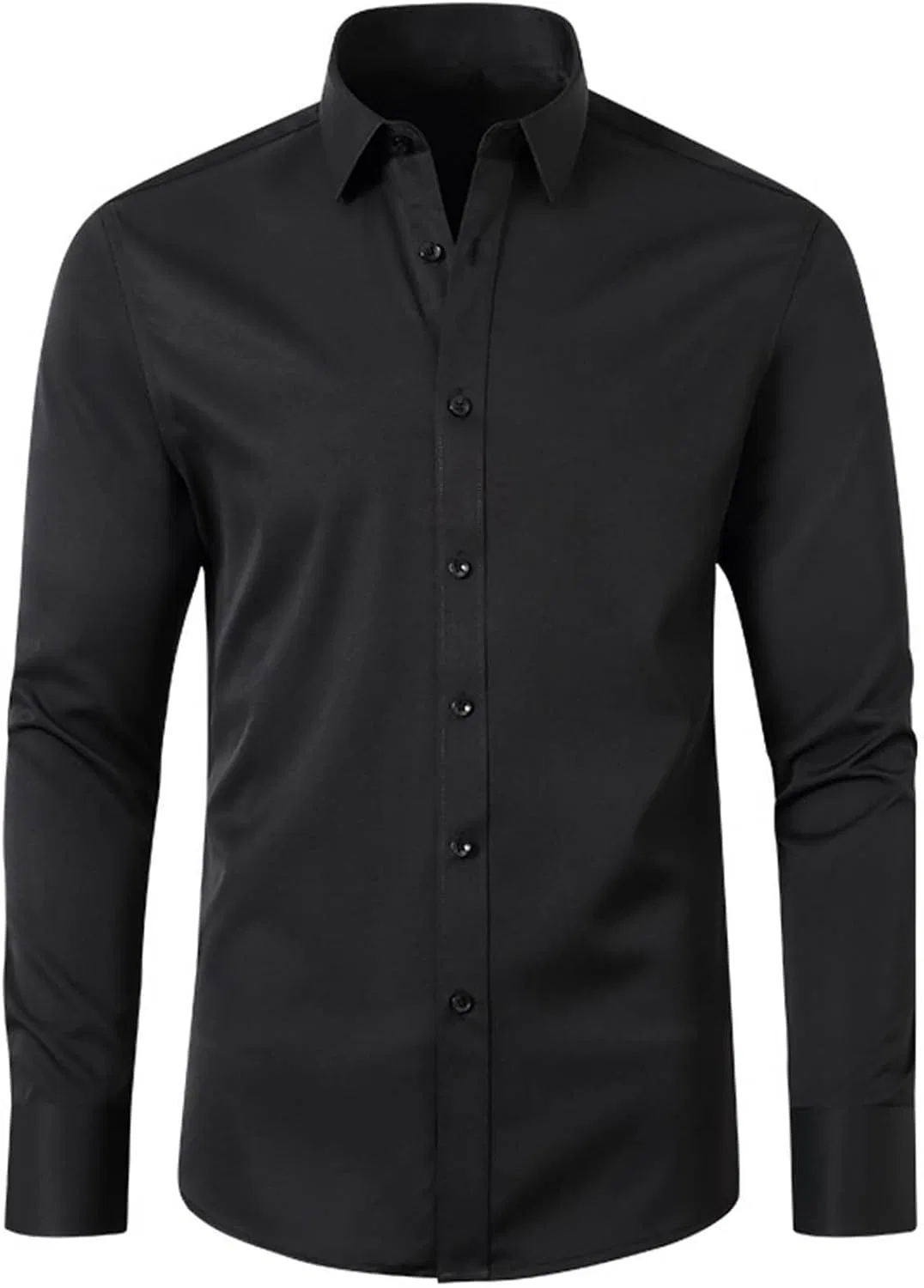 Мужская рубашка с длинным рукавом, Slim Fit, чёрный
