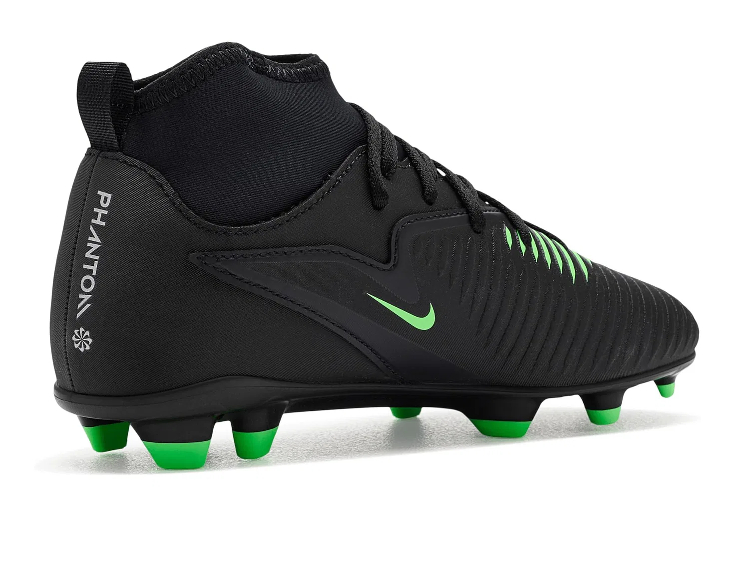 Бутсы Jr. Phantom 6 High Club Multi-Ground (для маленьких и больших детей) Nike Kids, Black/Illusion Green/Black — фото 4