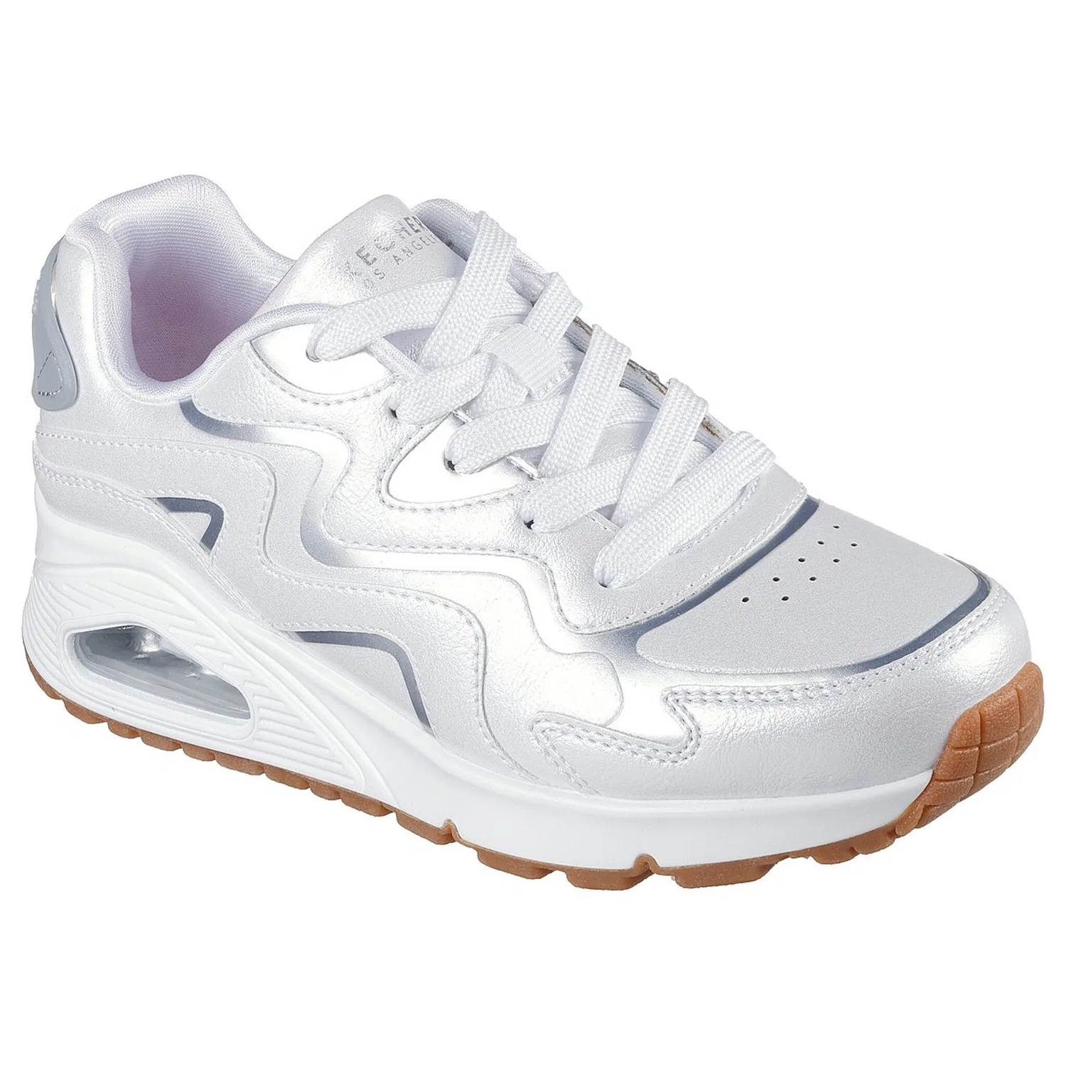 Детские кроссовки с блестящим стилем Skechers, White-Silver