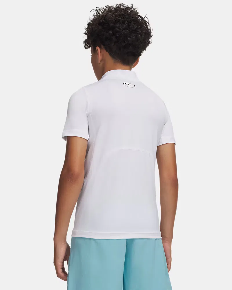 Футболка с коротким рукавом и высоким воротом HeatGear Mock UnderArmour, White/Black — фото 2