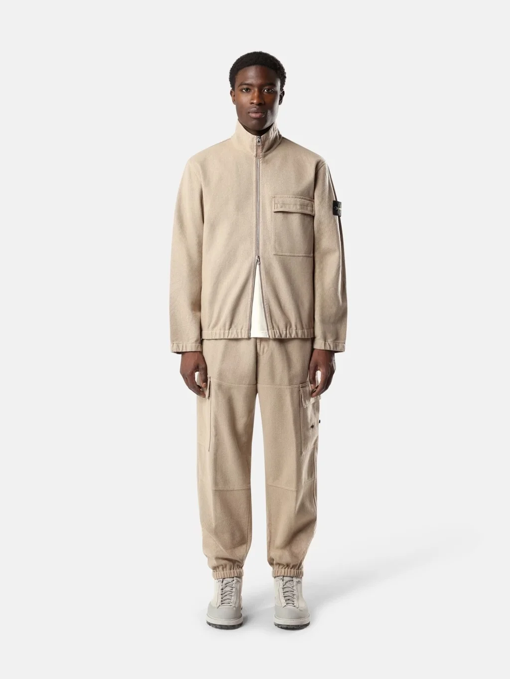 Мужская рубашка-куртка Stone Island Comfort-fit Zip-up With Elasticized Cuffs, песочный — фото 4