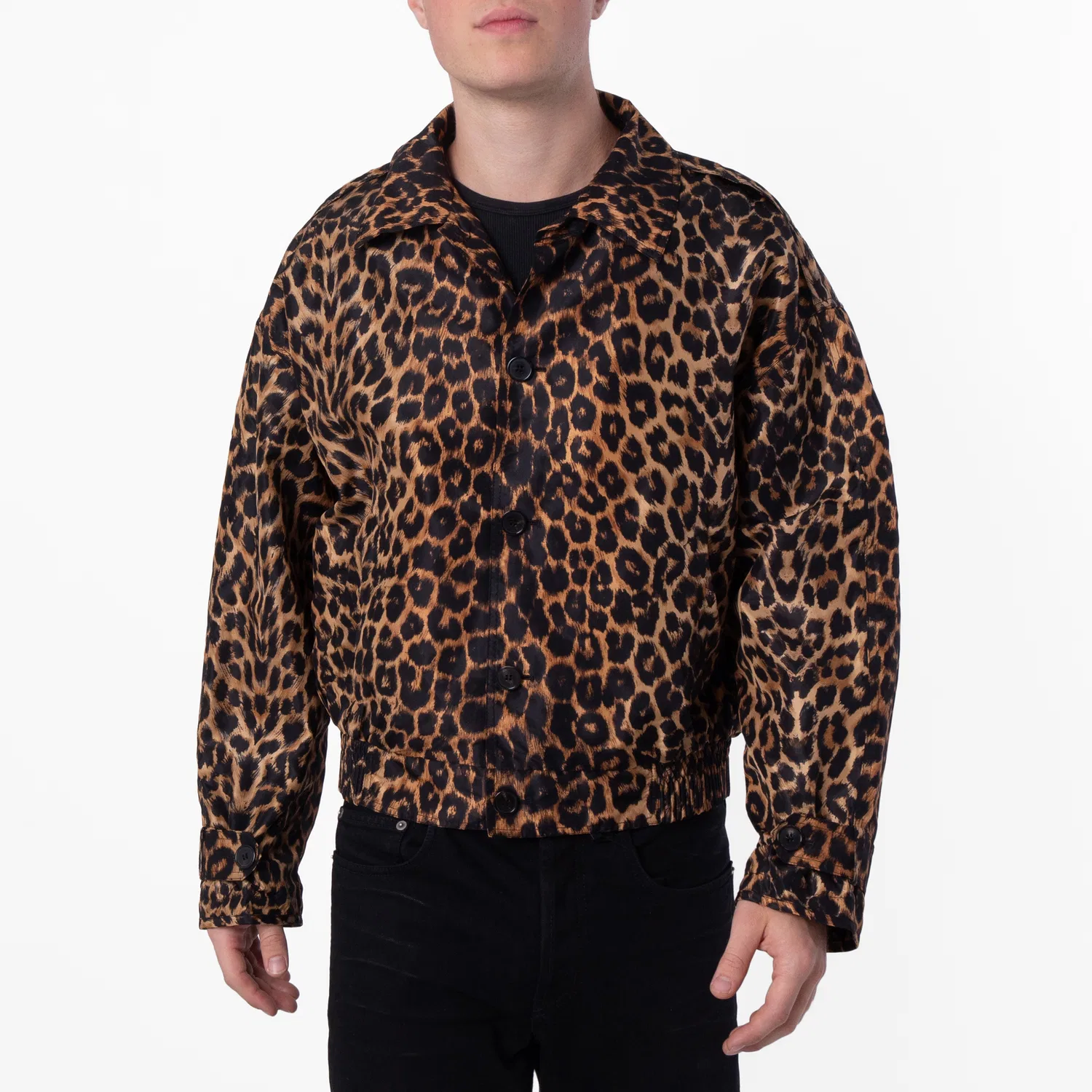 Куртка Harrington с леопардовым принтом, модель Leopard Print Harrington Jacket Saint Laurent, Fauve