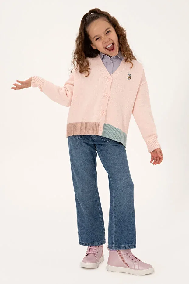 Детский кардиган для девочек с длинным рукавом U.S. Polo Assn., Light Pink — фото 2