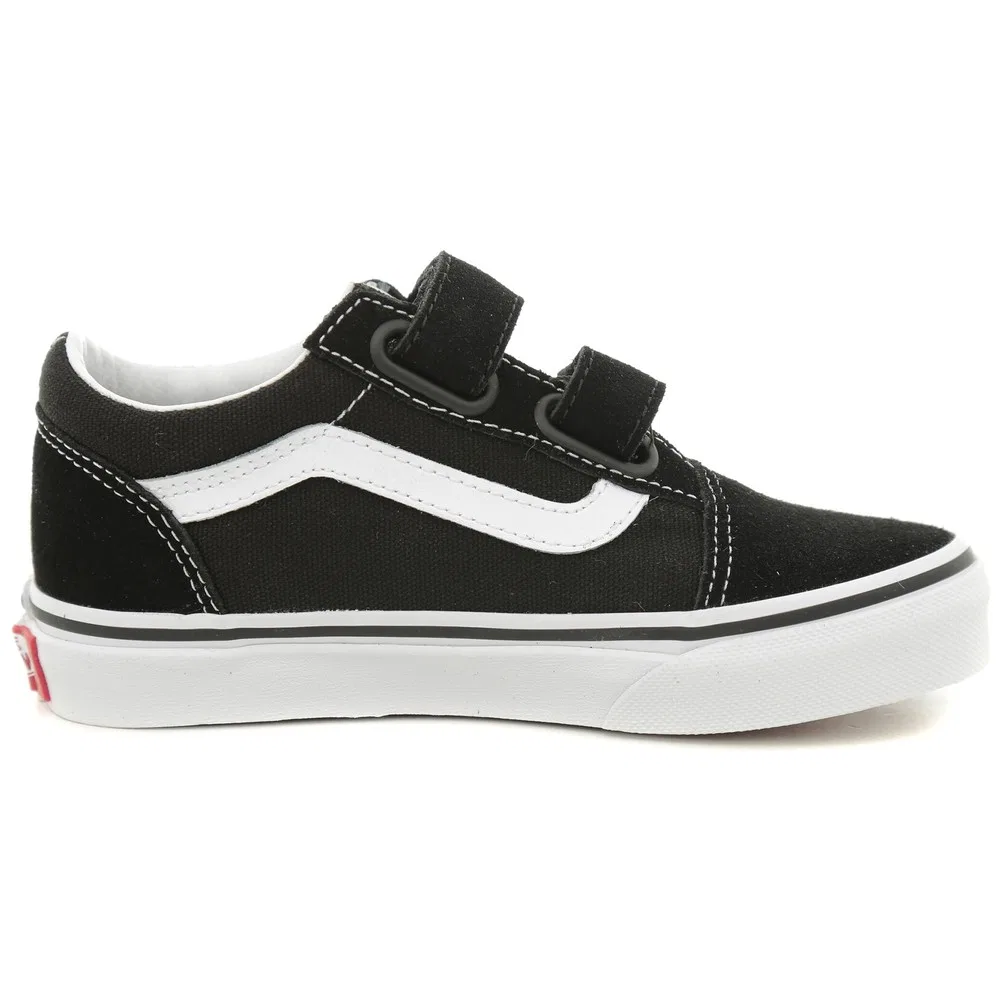 Детские кроссовки на шнуровке с плоской подошвой Old Skool V Black Vans — фото 4