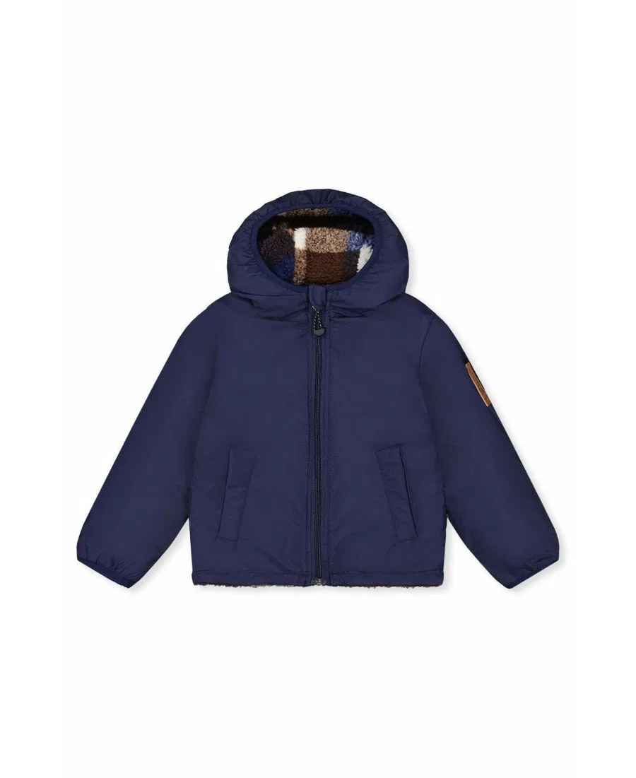 Детская куртка-перевертыш с капюшоном, модель Transition and Mid-Season Outerwear Deux par Deux, Dark Blue And Brown — фото 3