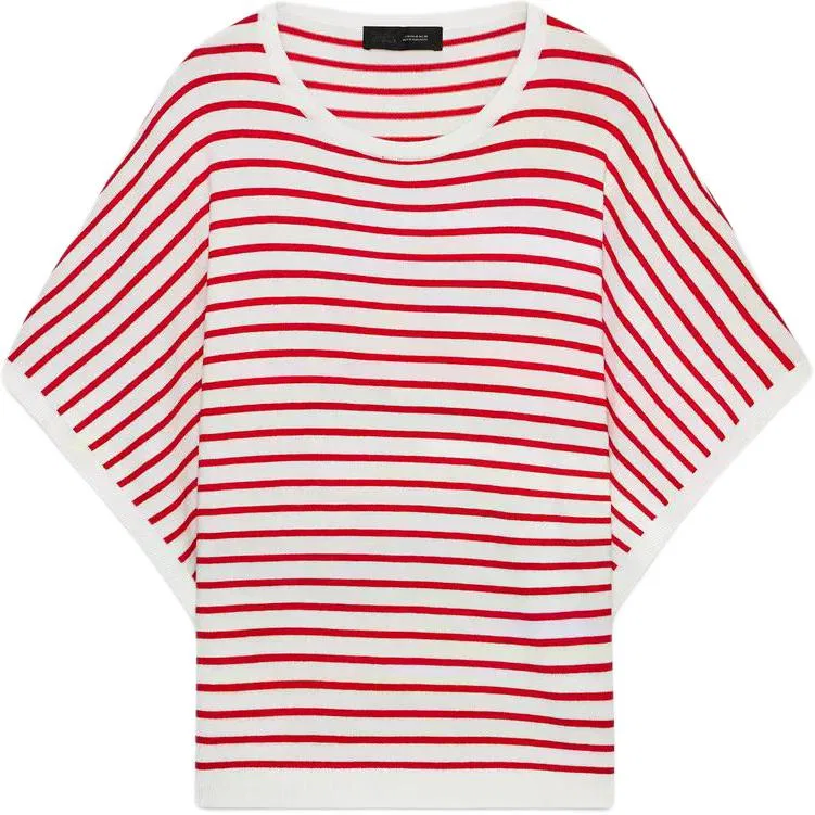 Женский свитер с красно-полосатым принтом, прямого кроя, ZARA, Red Stripes