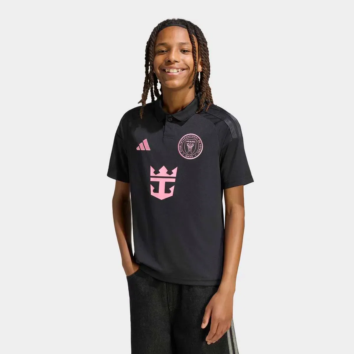 Детская футболка с длинным рукавом Inter Miami Messi 10 adidas, Negro / Rosa — фото 3