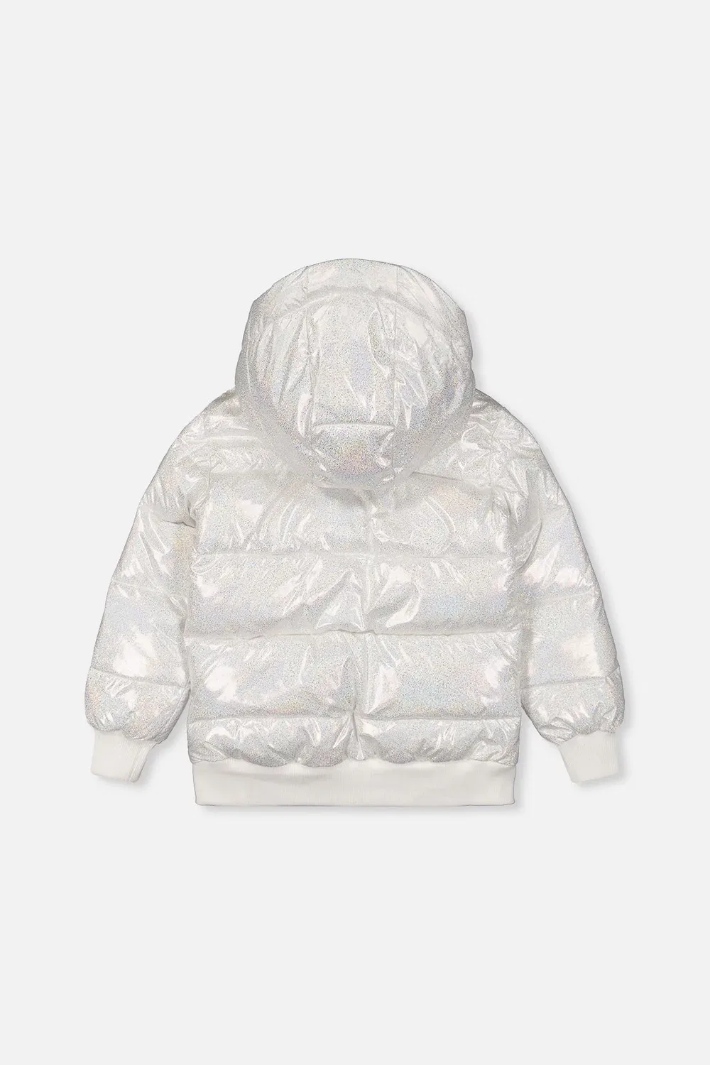 Детская зимняя куртка пуховая с блеском Winter Puffy Jacket Deux par Deux, White Glitter — фото 3