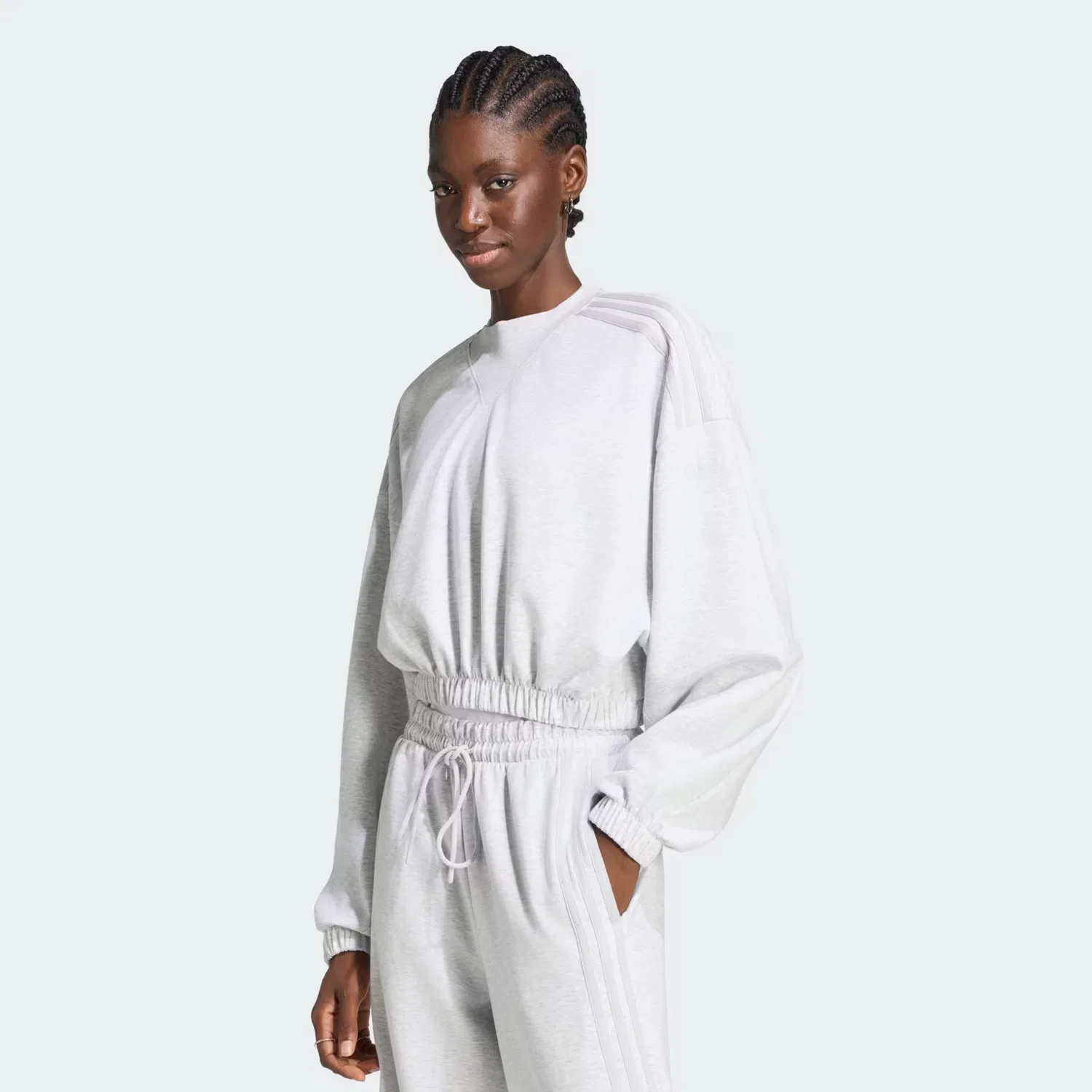 Женский свитшот оверсайз Crewneck Adidas Originals, светло-серый меланж