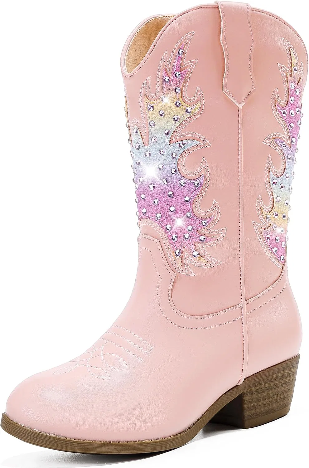 Детские сапоги для девочек с блестками и стразами Cowgirl Boots Motasha, Pink