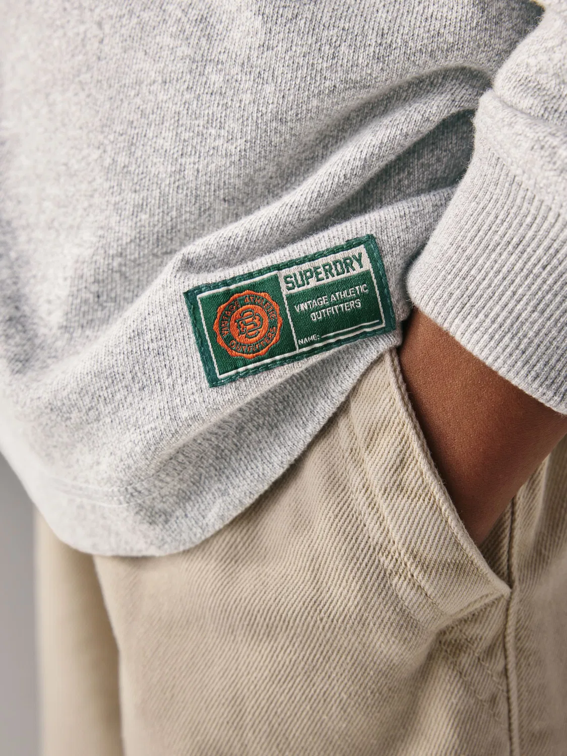 Футболка с длинным рукавом Henley Superdry, серый — фото 4