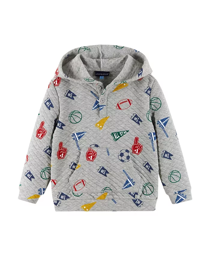 Детский спортивный комплект с капюшоном Varsity Print Andy & Evan, серый — фото 3