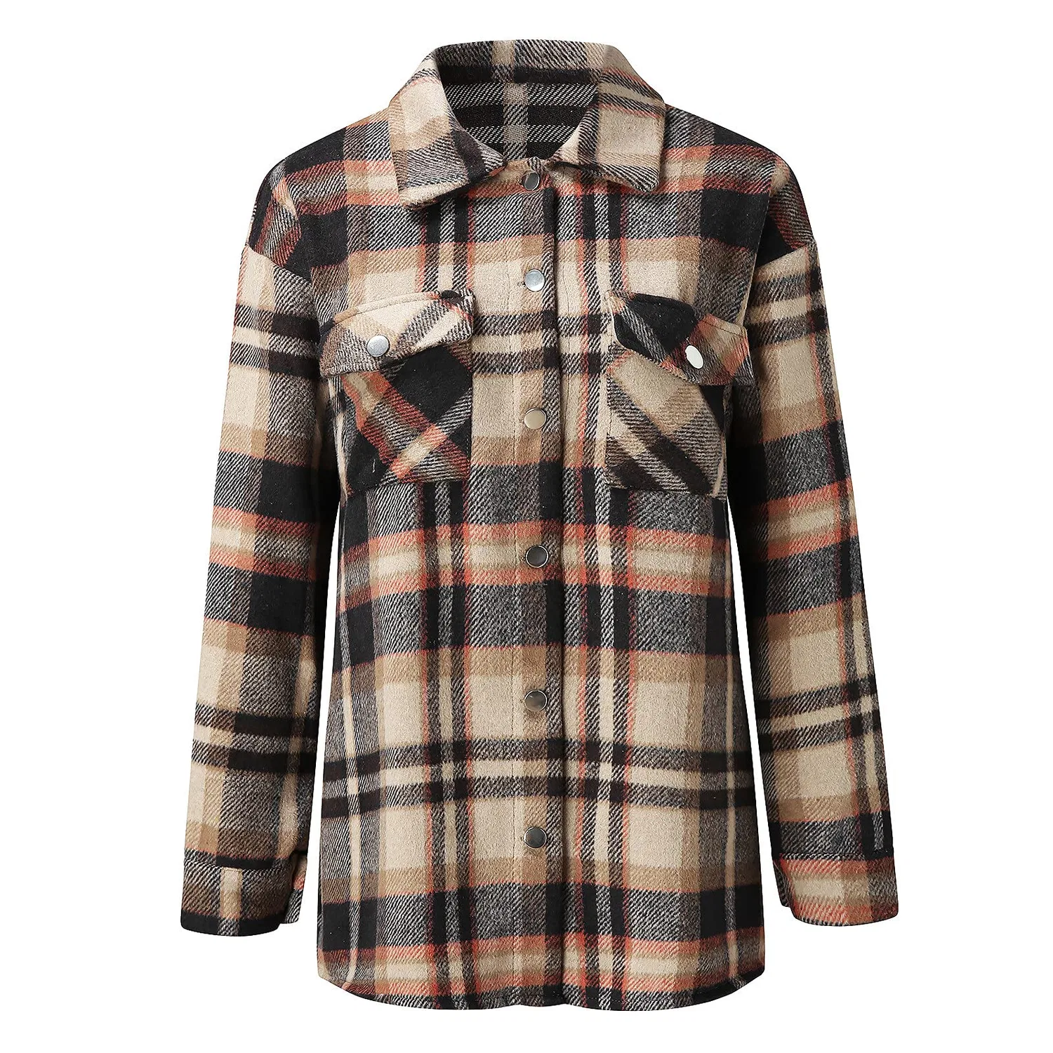 Женская дождевик-куртка с капюшоном, клетчатая, oversize, Arancione — фото 3
