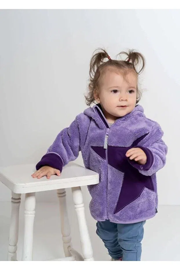 Детская куртка для девочек с принтом Lilac star wellsoft/polar jacket Jo&Juke, Lilac