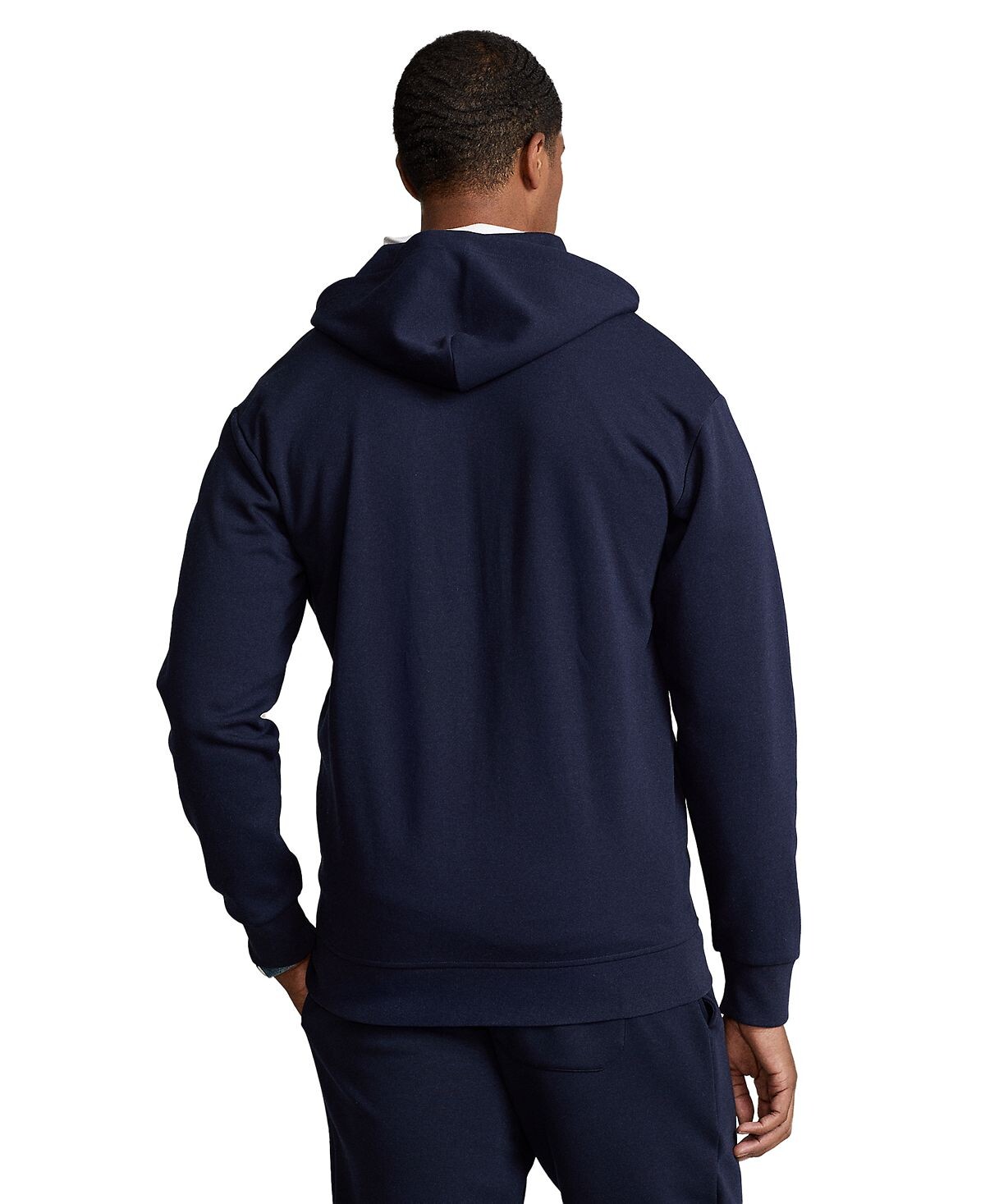Мужская толстовка с капюшоном big & tall двойной вязки с молнией во всю длину Polo Ralph Lauren, синий — фото 3