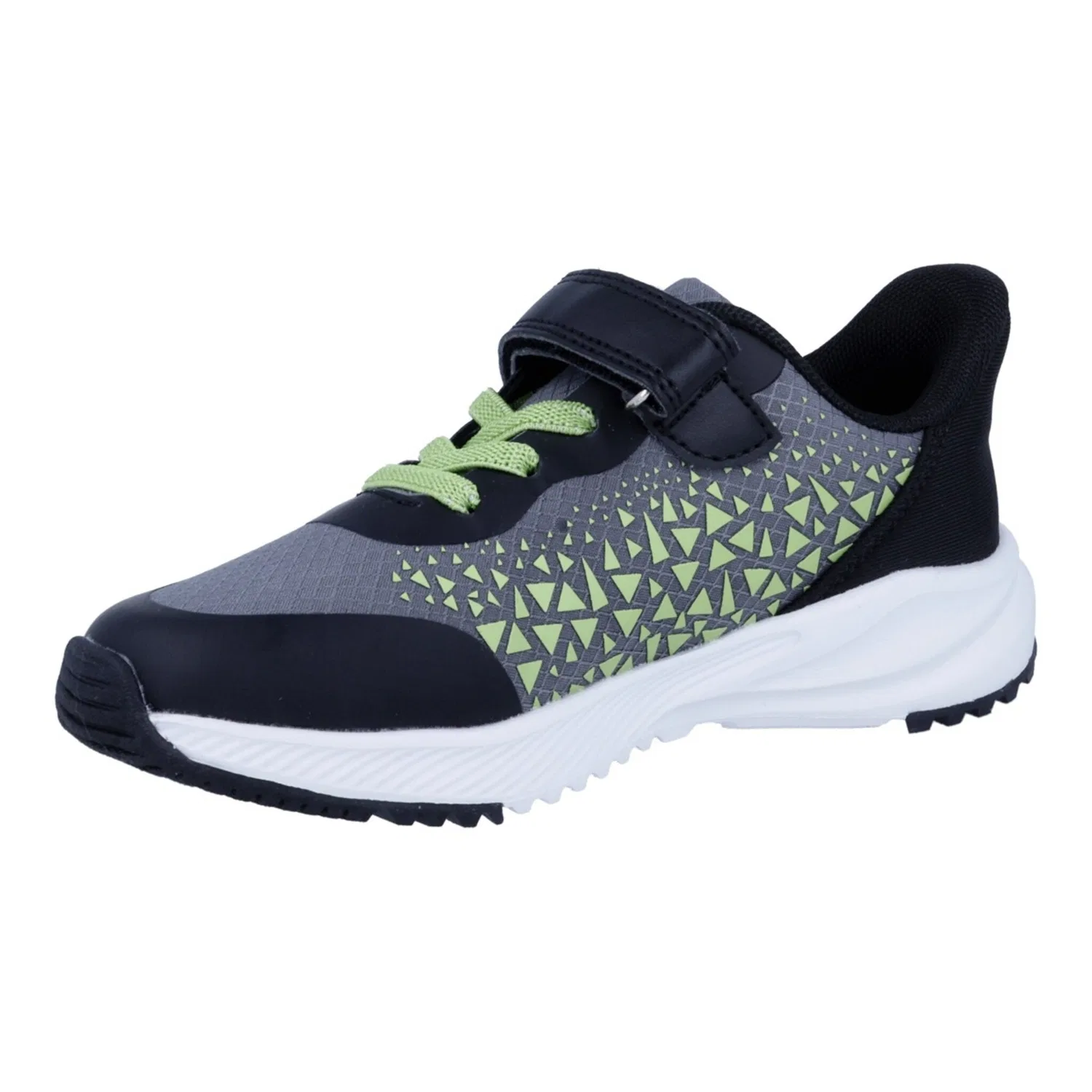 Детские текстильные кроссовки-слипоны с геометрическим узором Richter, Black/Gray/Kiwi