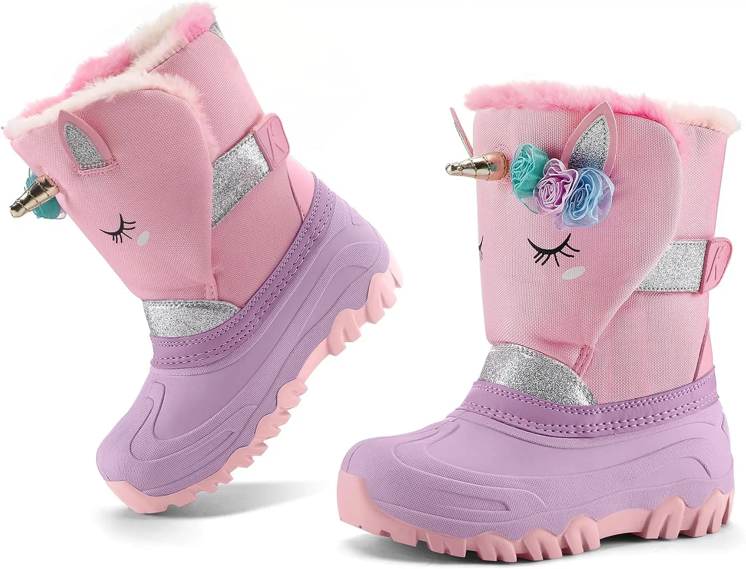 Детские зимние сапоги для девочек с искусственным мехом K KomForme, Pink Unicorn — фото 2