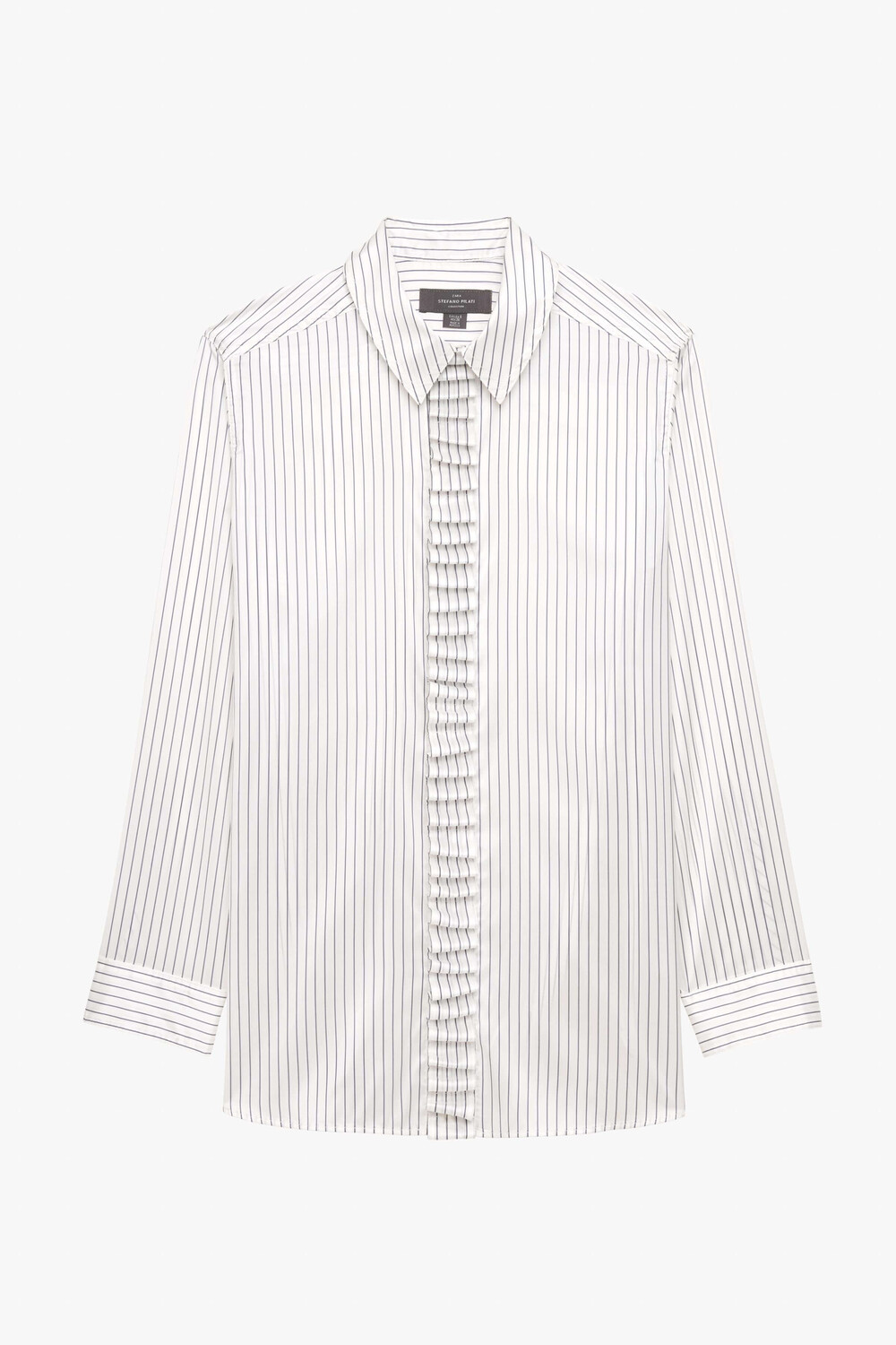 

Рубашка Zara by Stefano Pilati Striped Jabot Frill, белый/полосатый