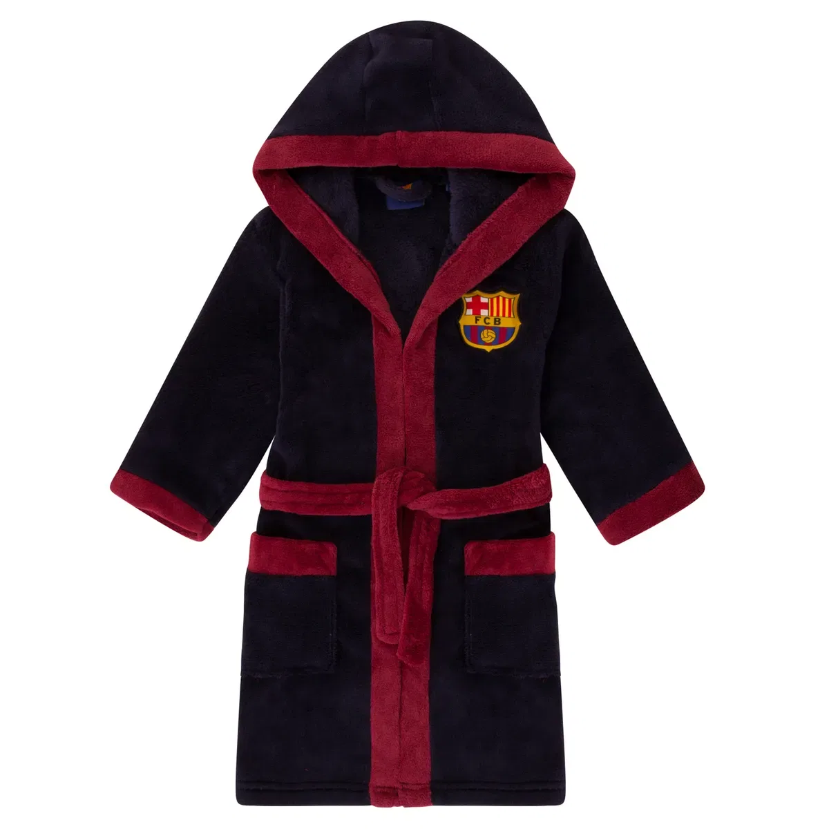 Детский хлопковый халат с капюшоном Fc Barcelona, Navy