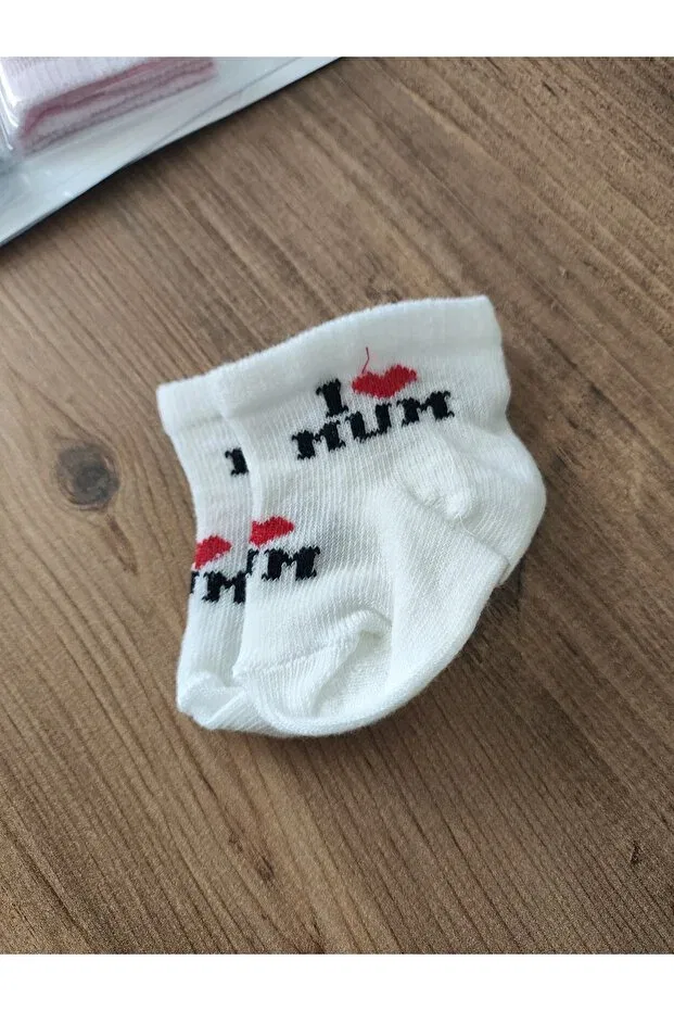 Детский комплект носочков для девочек хлопковый i love mum printed soft baby socks Bambik, Multicolor — фото 3