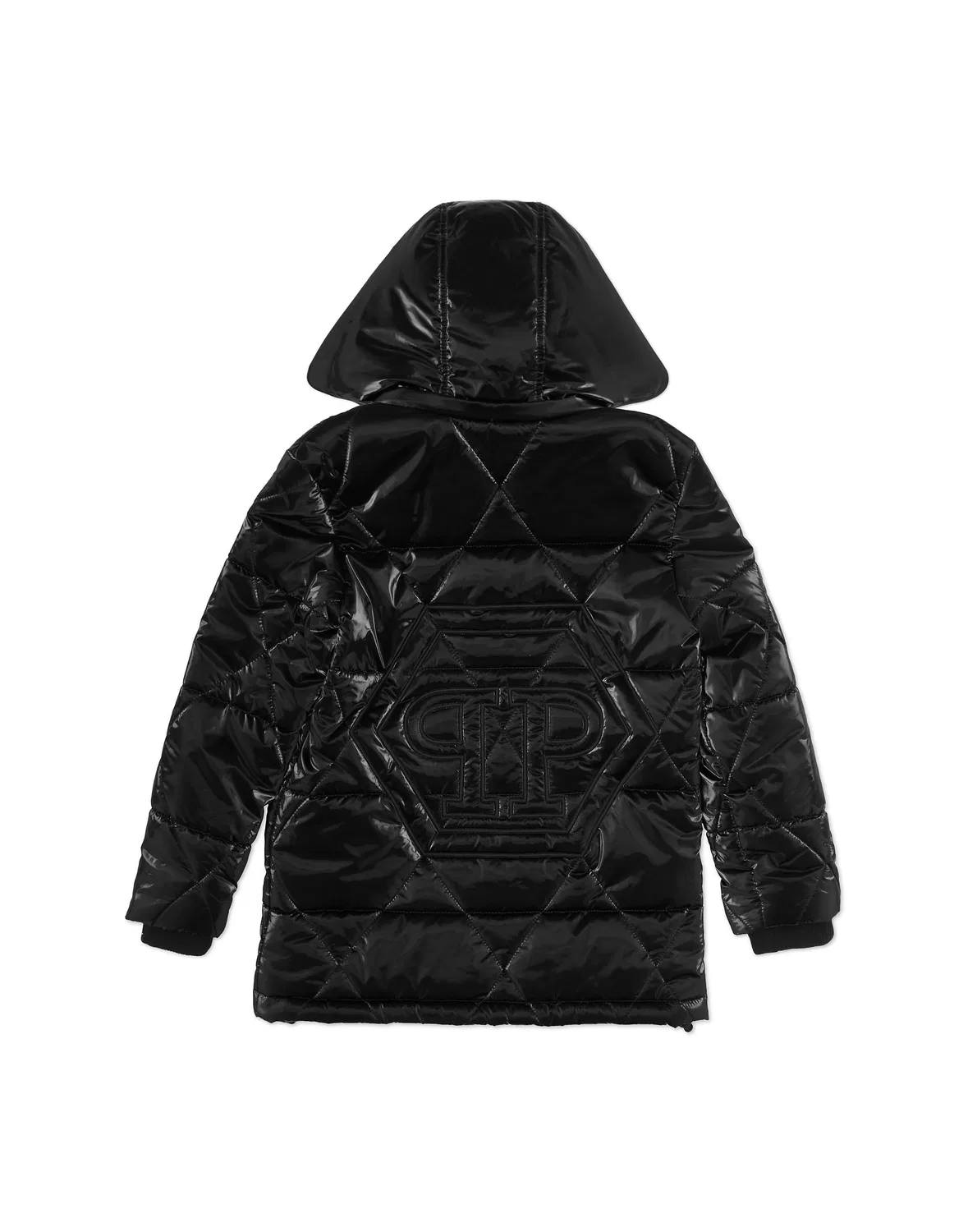 Детская куртка пуховик с капюшоном Puffer Jacket Hexagon PHILIPP PLEIN, черный — фото 3