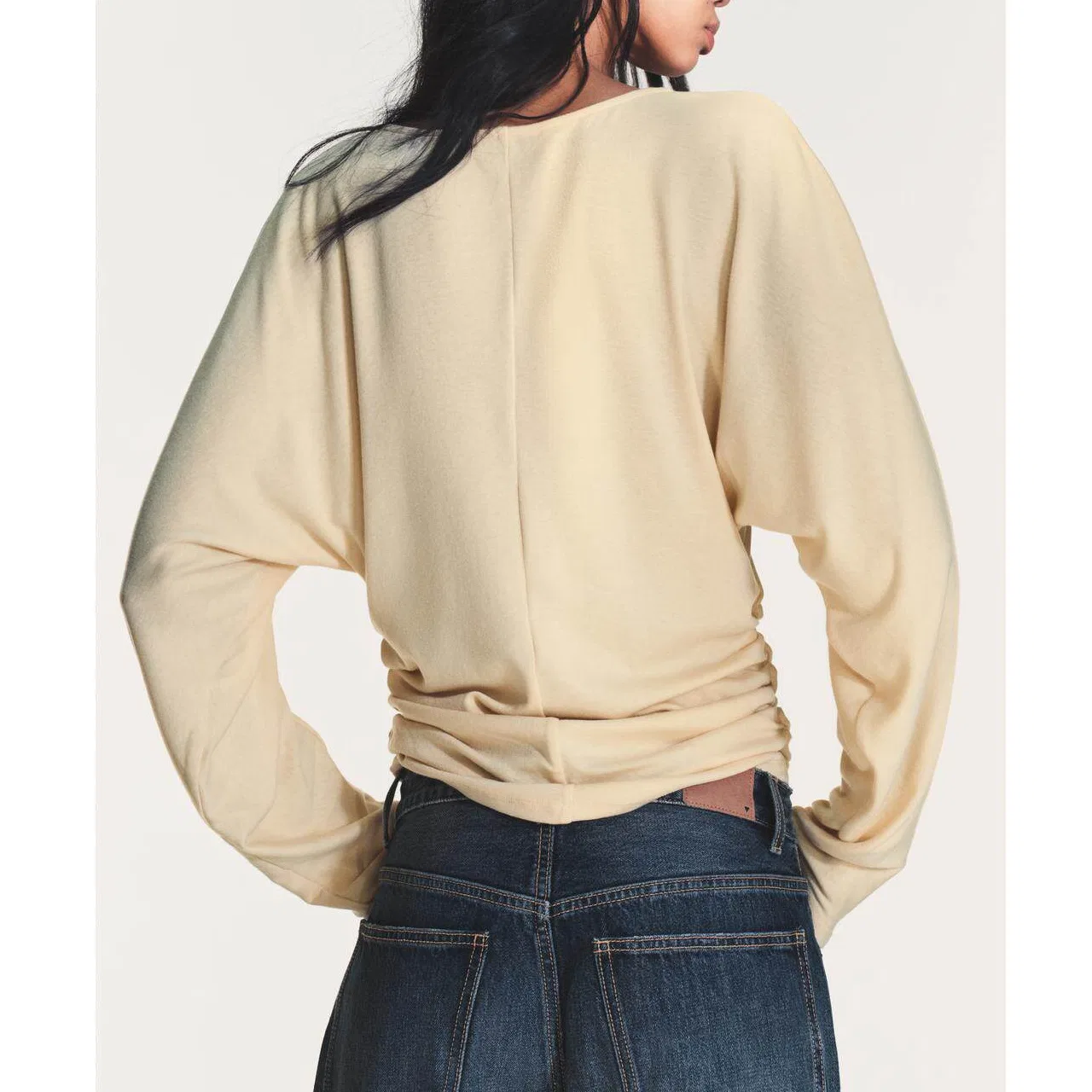 Женская футболка с круглым вырезом прямого кроя Cream ZARA — фото 4
