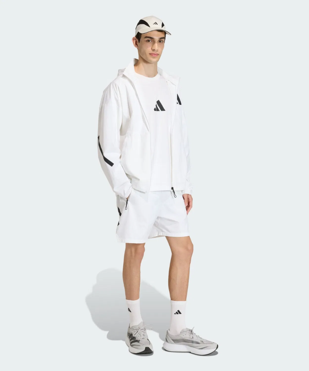 Мужская куртка-трактор с капюшоном, Z.N.E. Woven Track Top Adidas, White — фото 3