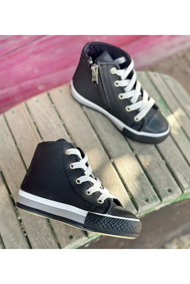 Детские кеды для мальчиков с плоской подошвой Surpie Shoes, Black — фото 3