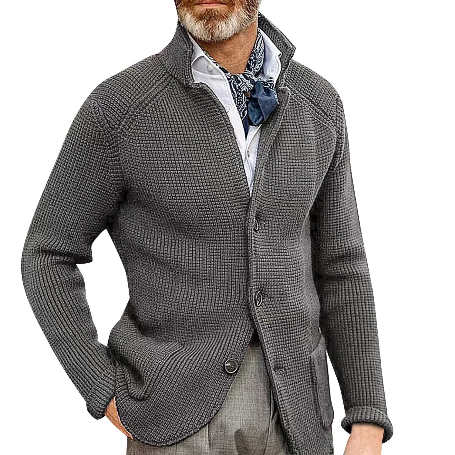 Мужское пальто из шерсти с шальным воротником, grey