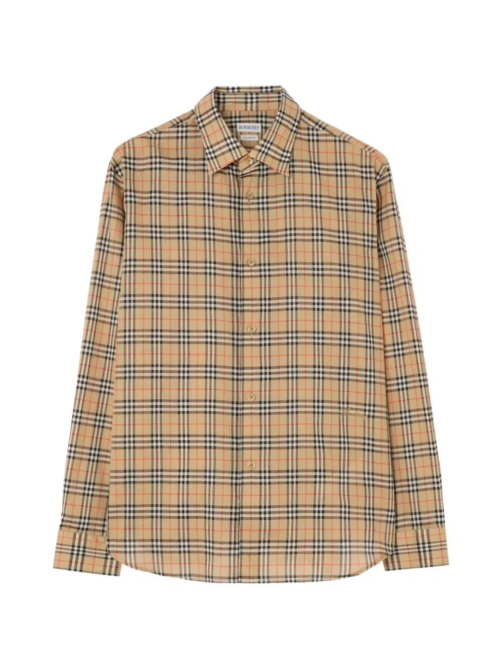 Свободная хлопковая рубашка в клетку Burberry, бежевый