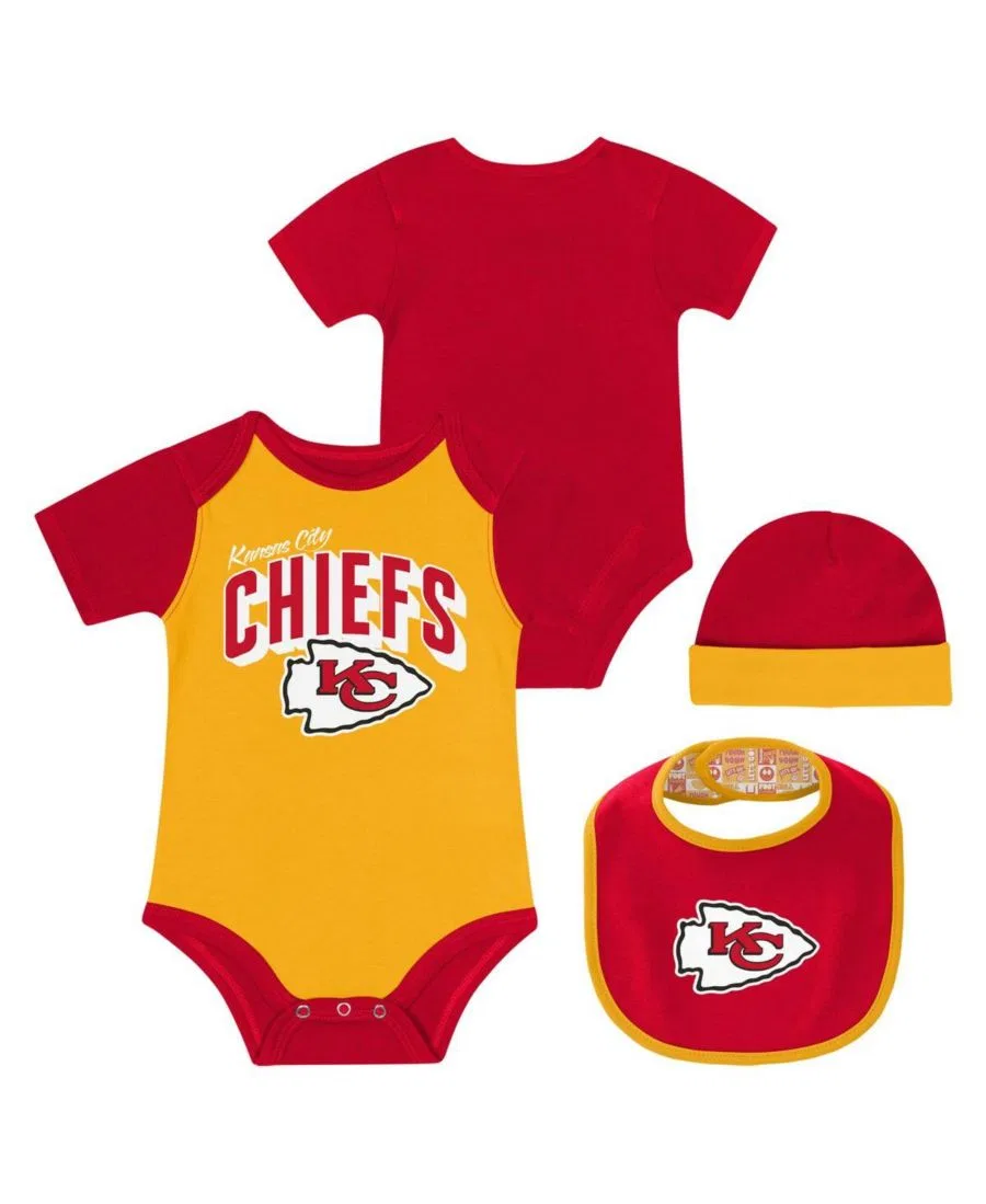 Комплект боди и слюнявчика с шапкой Kansas City Chiefs Dynamic Duo Outerstuff, Red