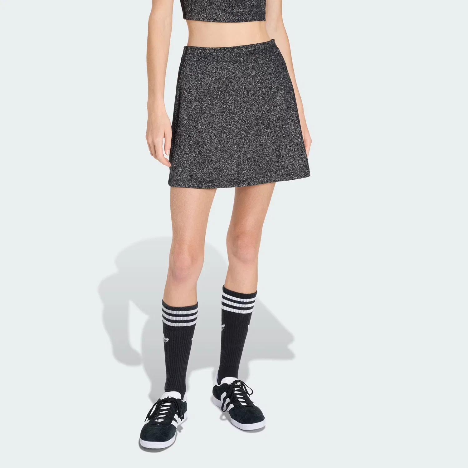 Женская мини-юбка с полосками Lurex Adidas Originals, Black/Silver Metallic — фото 4