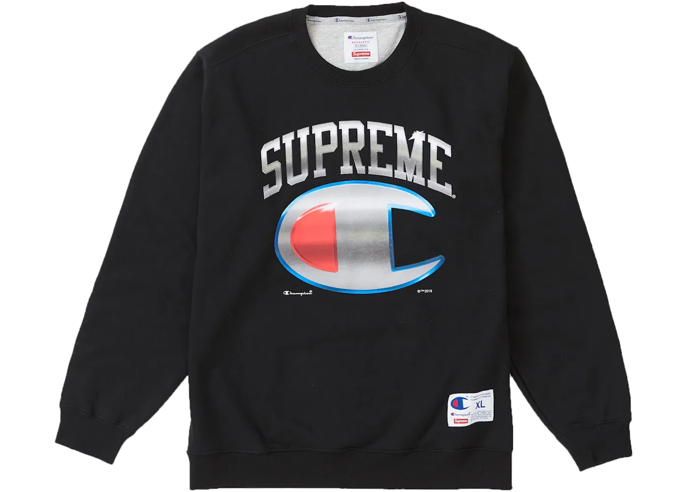 Мужской свитшот хромовый Supreme Champion Chrome Supreme, Черный