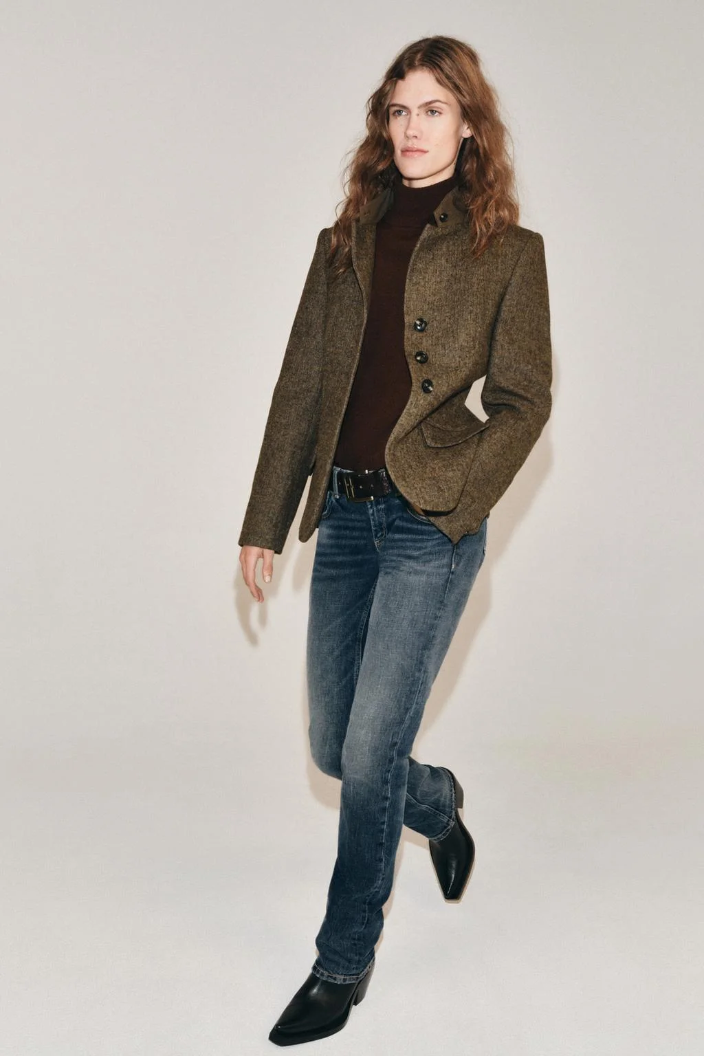 Блейзер Zara Entallada Con Lana ZW Collection, разноцветный — фото 3