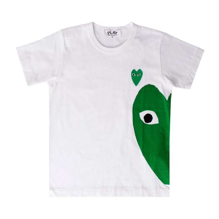 

Футболка Comme des Garçons Short-Sleeve Play T-Shirt W/Green Heart On Side 'White', белый