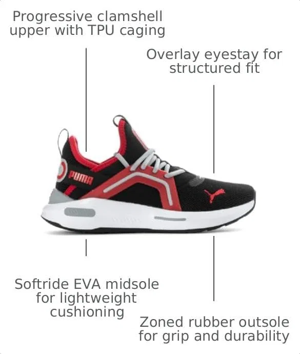 Детские кроссовки для мальчиков Softride Enzo PUMA, Puma Black-Cool Mid Gray-Strong Red — фото 3