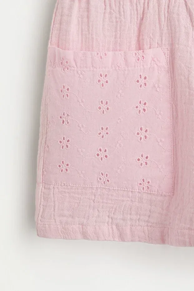 Детские шорты для девочек хлопковые Double-Layered gauze shorts Lefties, Pink — фото 3