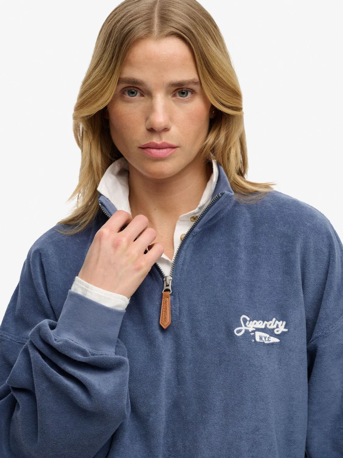 Свитшот с полузастежкой Heritage Terry Superdry, Синий — фото 3