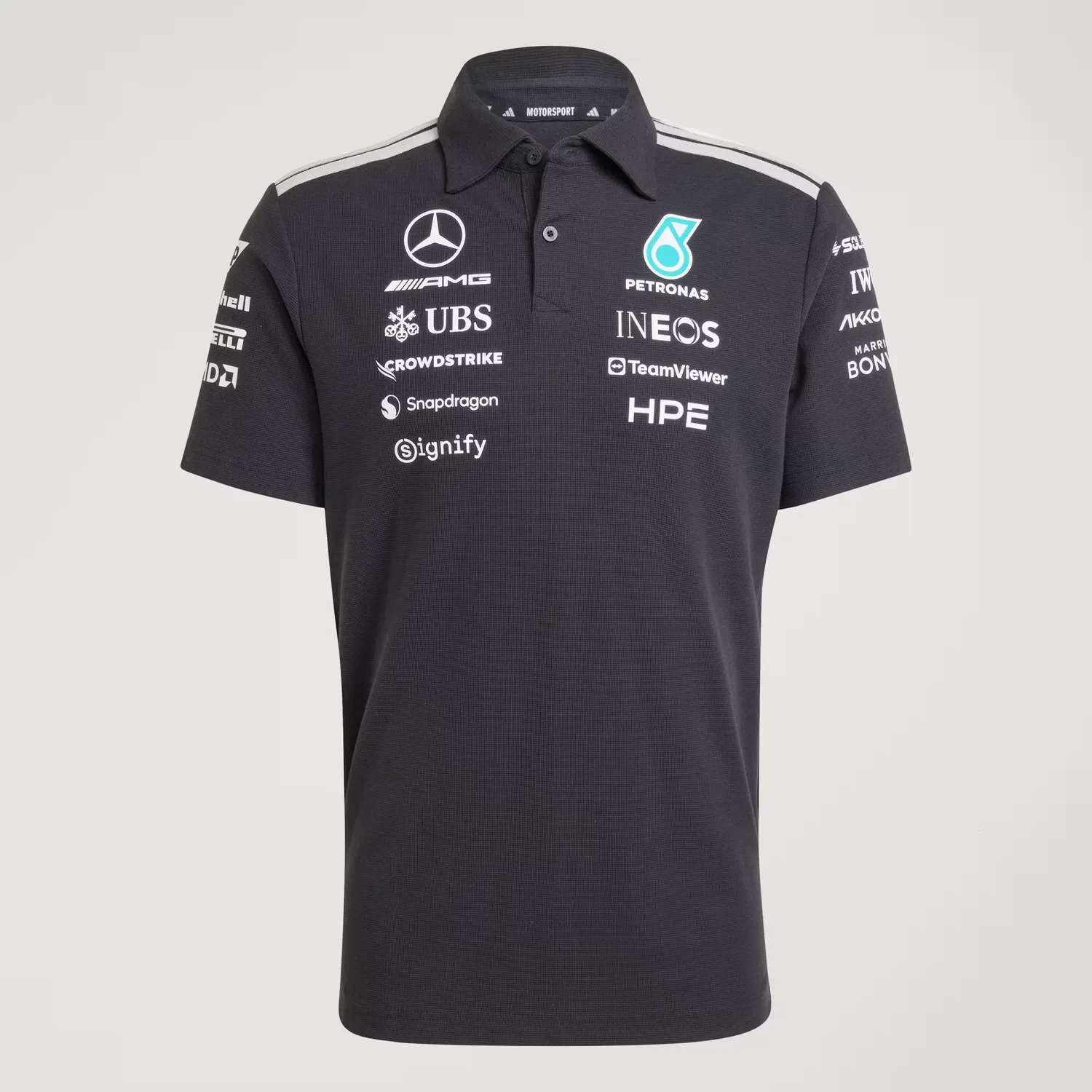 Мужское поло с застежкой на пуговицы Mercedes - AMG Petronas Formula 1 Team Engineers Adidas Performance, черный — фото 4