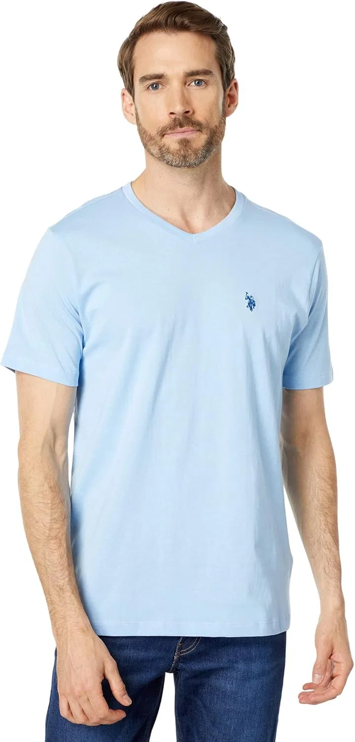 Мужская хлопковая футболка с V-образным вырезом U.S. POLO ASSN., Open Air Blue