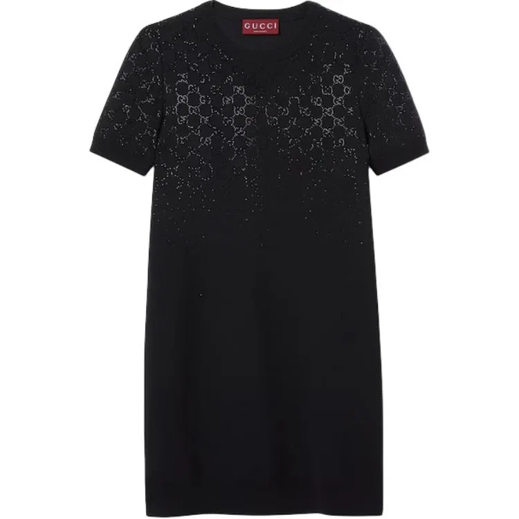 Женское платье с коротким рукавом GUCCI, черное