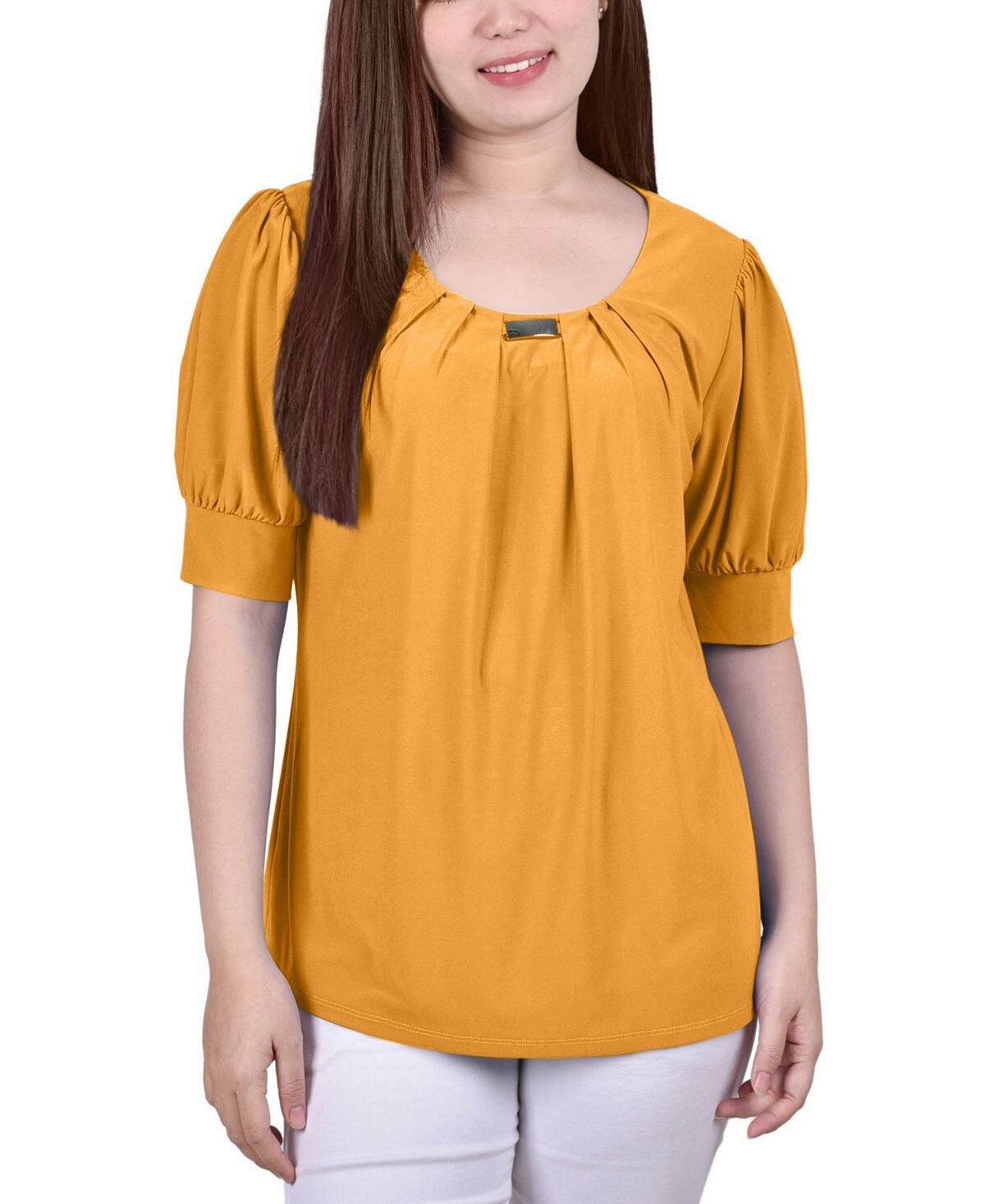 

Женский топ с короткими рукавами и объемными рукавами NY Collection, мульти