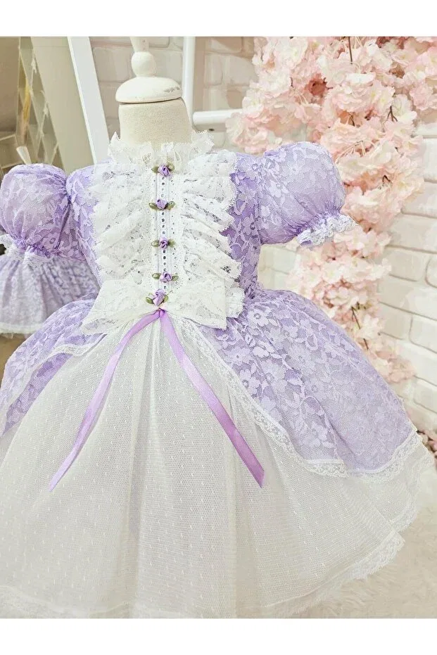Детское платье для девочек кружевное Lila Isabella Hly Karol Tasarım, Lila — фото 2