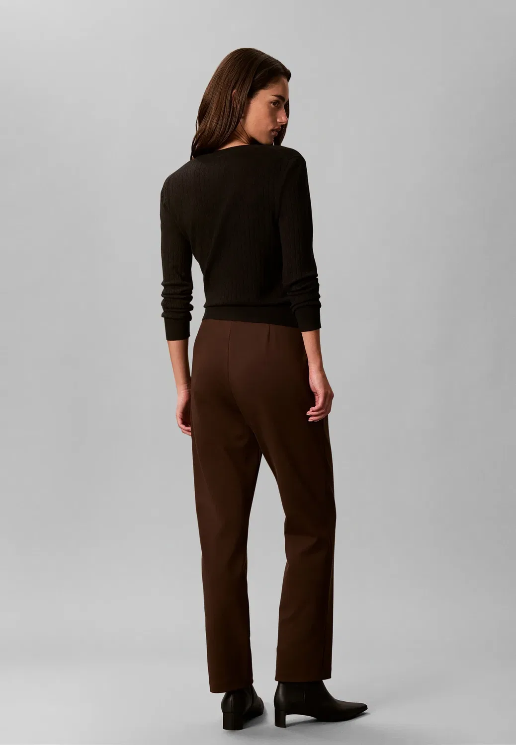 Прямые брюки Ponte - панталоны Calvin Klein, Brown Cork — фото 3