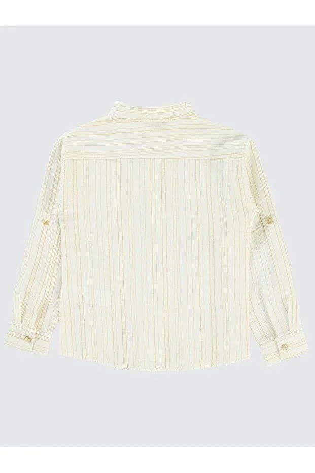 Детская рубашка для мальчиков с длинным рукавом Striped Half-Placket Shirt Civil Boys, Hardal — фото 2
