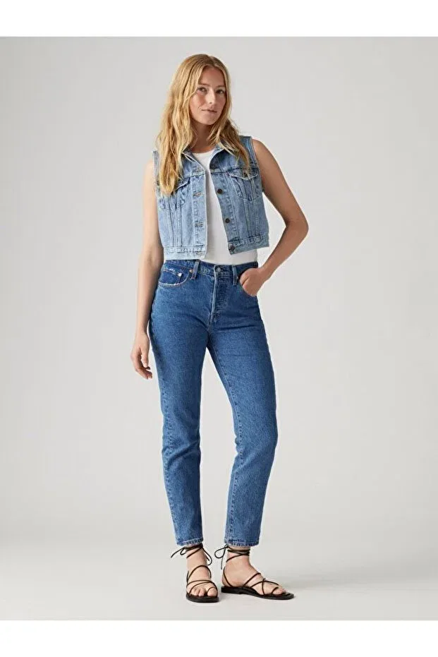 Женские джинсы с высокой посадкой 501 Regular Fit High Waist Cropped Jeans Levi'S, Dark Blue