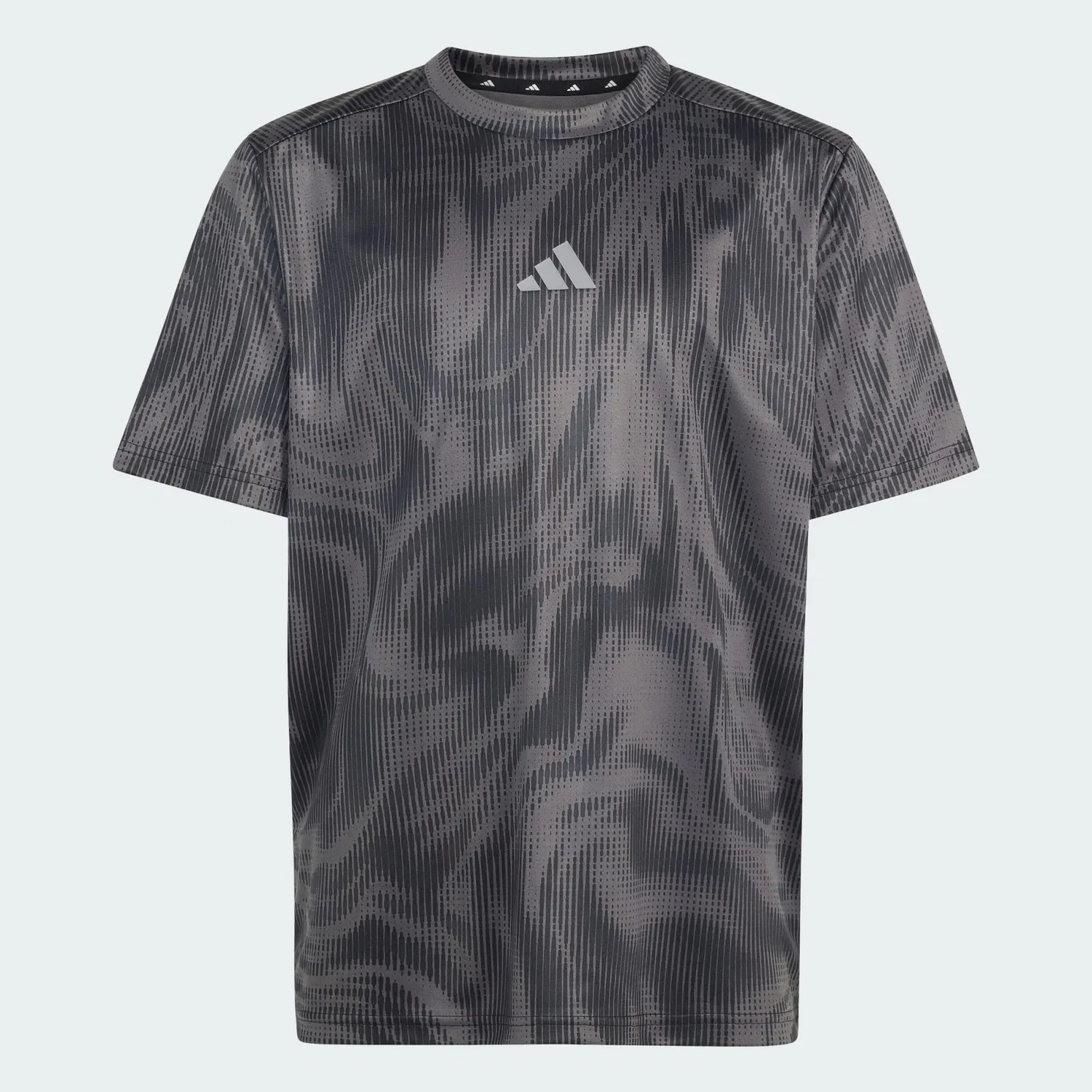 Детская свободная футболка Sport Icons Allover Grafik T-Shirt Adidas, Grau Schwarz Grau