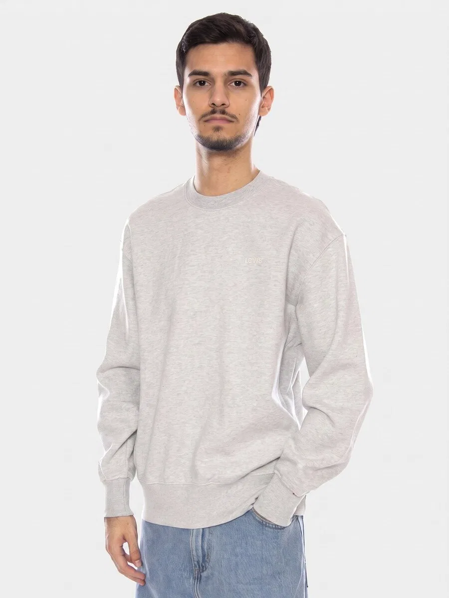 Толстовка LEVI'S 'Authentic Crew Light Gray Heather Bros BC03 Neutral' серого цвета