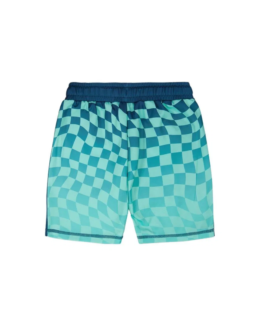Спортивные шорты с принтом в клетку Deux par Deux, Teal Printed Checkerboard — фото 2