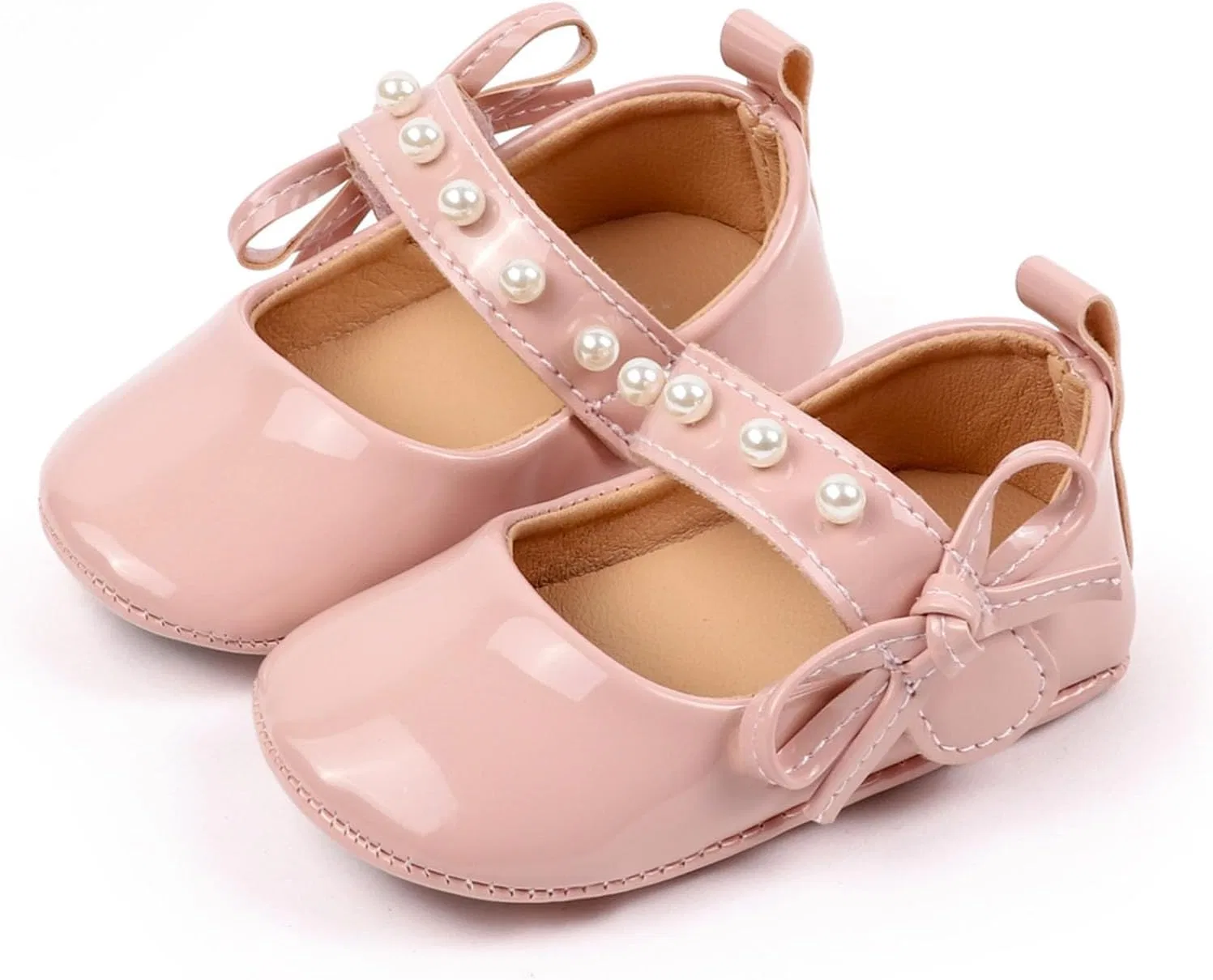 Детские туфли Мэри Джейн для девочек с бантом и жемчугом Princess WaiHeikki, Pink